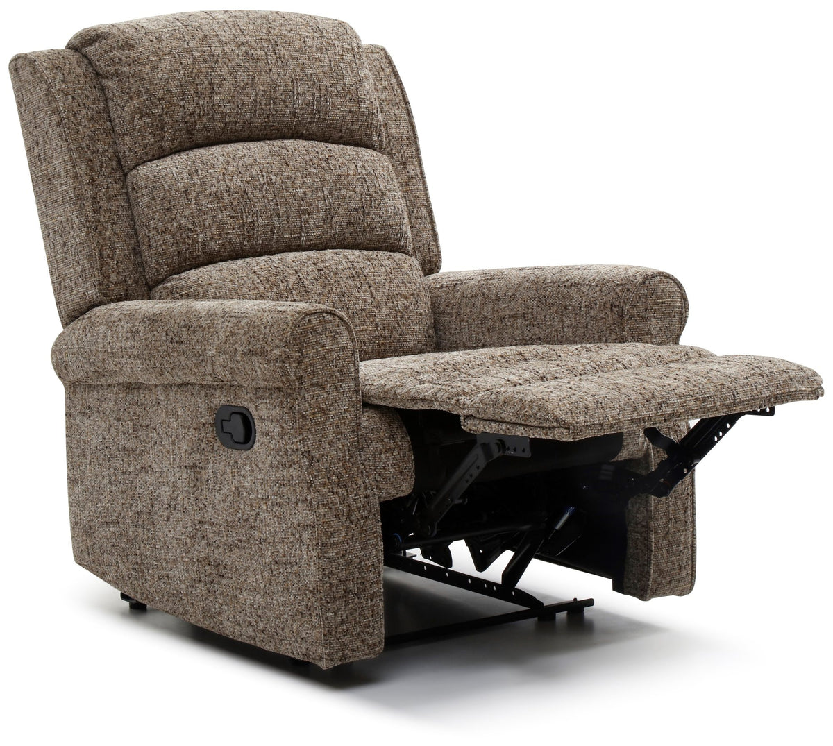 Baxter Manual Recliner Chair | Aura Fawn Chunky Woven Chenille
