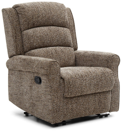 Baxter Manual Recliner Chair | Aura Fawn Chunky Woven Chenille
