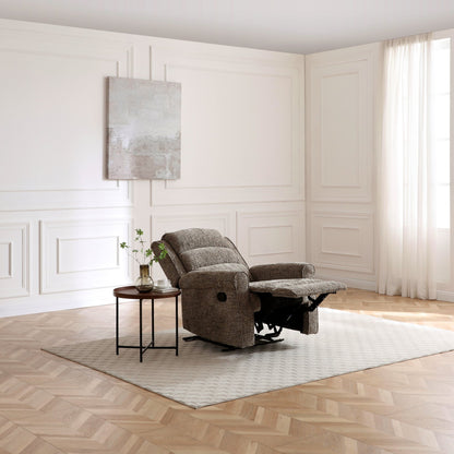 Baxter Manual Recliner Chair | Aura Fawn Chunky Woven Chenille