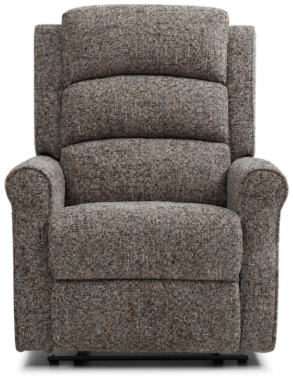 Baxter Manual Recliner Chair | Aura Grey Chunky Woven Chenille