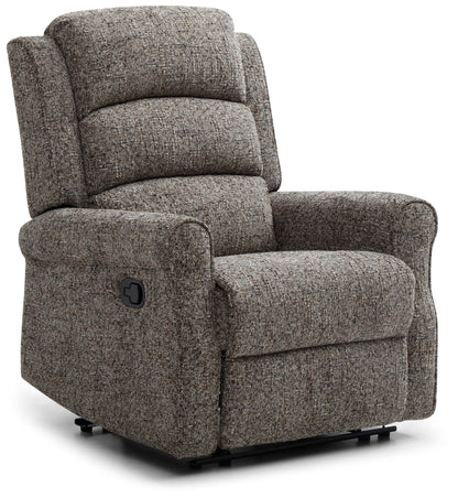 Baxter Manual Recliner Chair | Aura Grey Chunky Woven Chenille