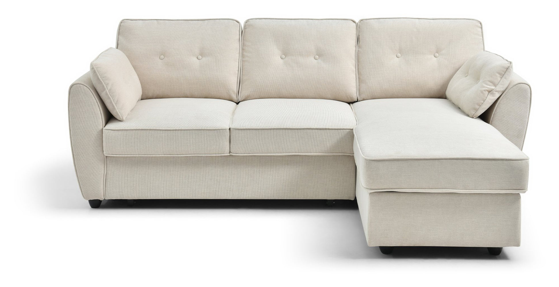 The Willow Corner Sofa Bed is upholstered in a stunning natural textured weave and transitions seamlessly from a spacious corner sofa to a comfortable bed. Shop online today at www.nobleandnook.co.uk