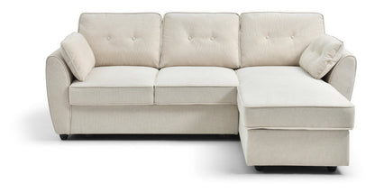 The Willow Corner Sofa Bed is upholstered in a stunning natural textured weave and transitions seamlessly from a spacious corner sofa to a comfortable bed. Shop online today at www.nobleandnook.co.uk