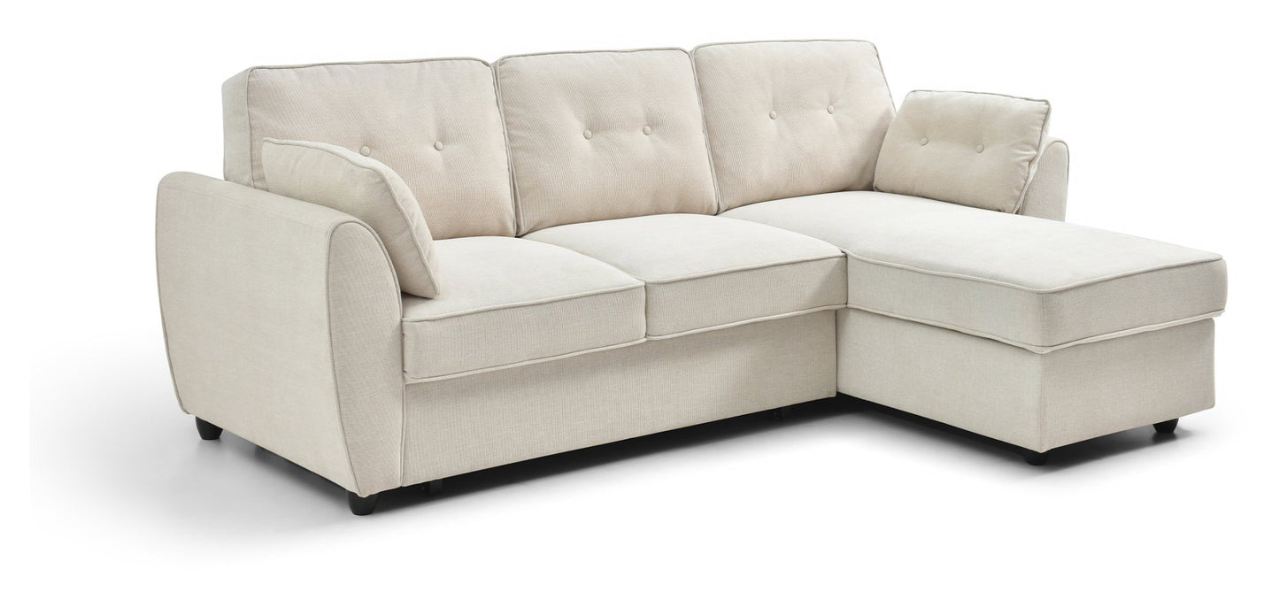 The Willow Corner Sofa Bed is upholstered in a stunning natural textured weave and transitions seamlessly from a spacious corner sofa to a comfortable bed. Shop online today at www.nobleandnook.co.uk