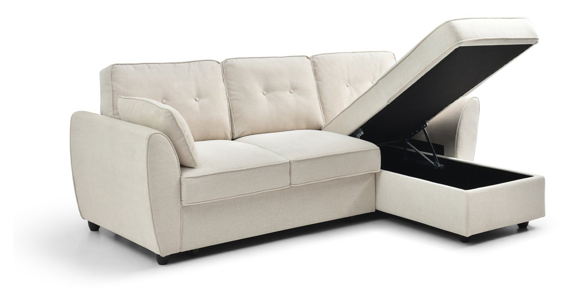 The Willow Corner Sofa Bed is upholstered in a stunning natural textured weave and transitions seamlessly from a spacious corner sofa to a comfortable bed. Shop online today at www.nobleandnook.co.uk