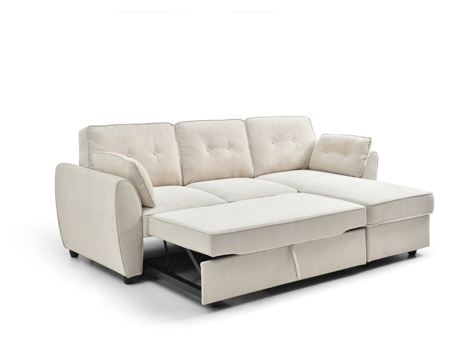 The Willow Corner Sofa Bed is upholstered in a stunning natural textured weave and transitions seamlessly from a spacious corner sofa to a comfortable bed. Shop online today at www.nobleandnook.co.uk
