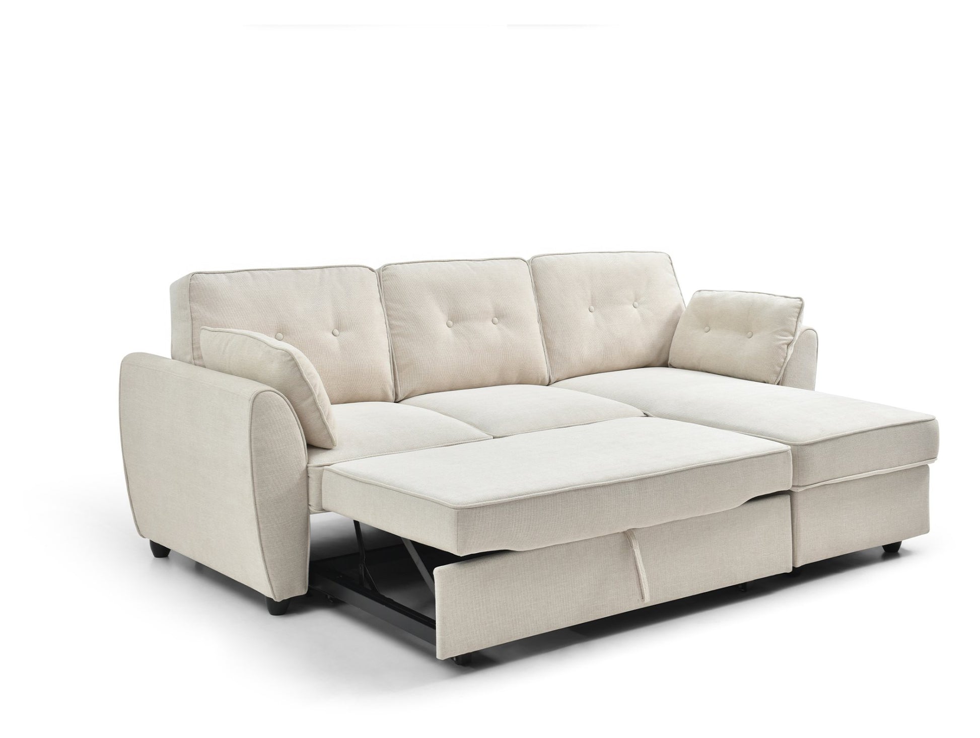 The Willow Corner Sofa Bed is upholstered in a stunning natural textured weave and transitions seamlessly from a spacious corner sofa to a comfortable bed. Shop online today at www.nobleandnook.co.uk