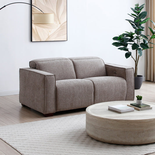 Primo Electric 2-Seater Recliner upholstered in a luxurious mole chenille weave, a perfect combination of functionality and style, offering luxurious comfort and a sleek design. Shop online today at www.nobleandnook.co.uk