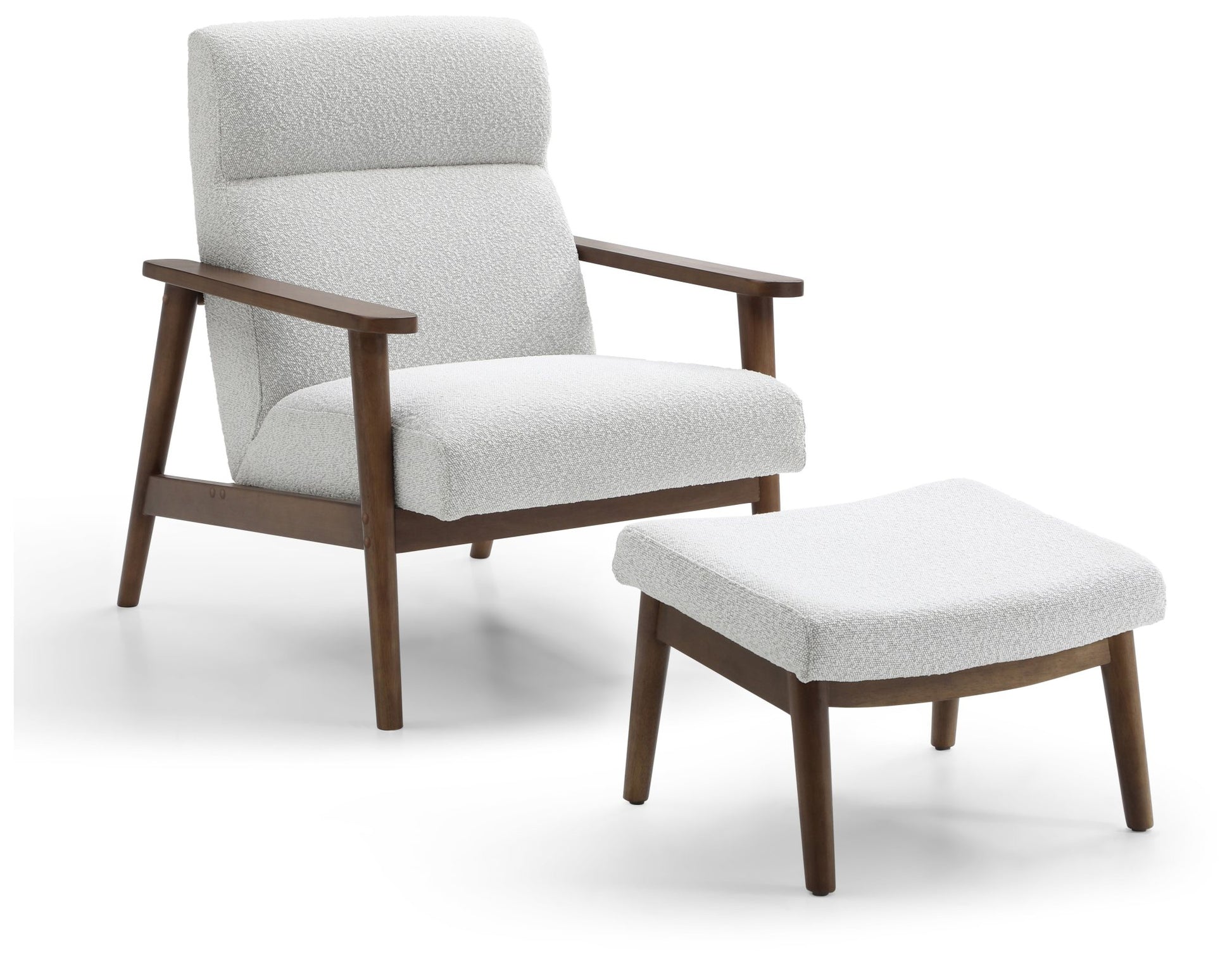 Ultimate comfort and timeless elegance, the Isaac Chair & Footstool, upholstered in luxurious natural bouclé, brings style and warmth to any space. Shop online today at www.nobleandnook.co.uk