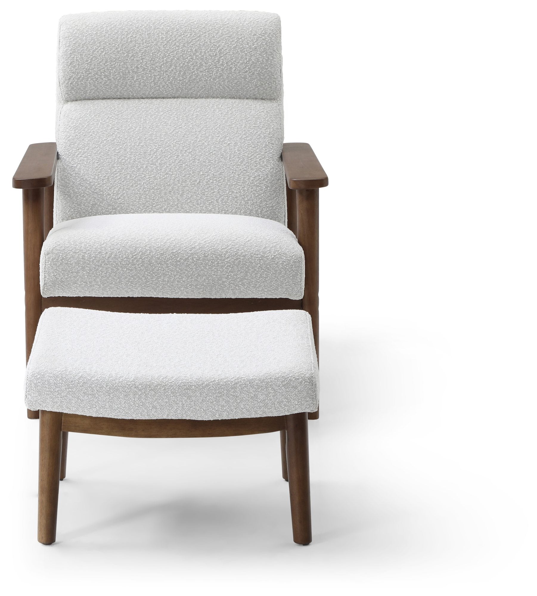 Ultimate comfort and timeless elegance, the Isaac Chair & Footstool, upholstered in luxurious natural bouclé, brings style and warmth to any space. Shop online today at www.nobleandnook.co.uk