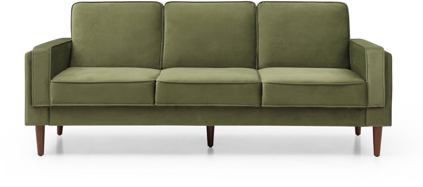Shop the Paolo Sofa Bed in Olive Green Velvet, a versatile piece that transitions effortlessly from a comfortable sofa to a practical bed, perfect for guests or compact living spaces. Shop online today at www.nobleandnook.co.uk