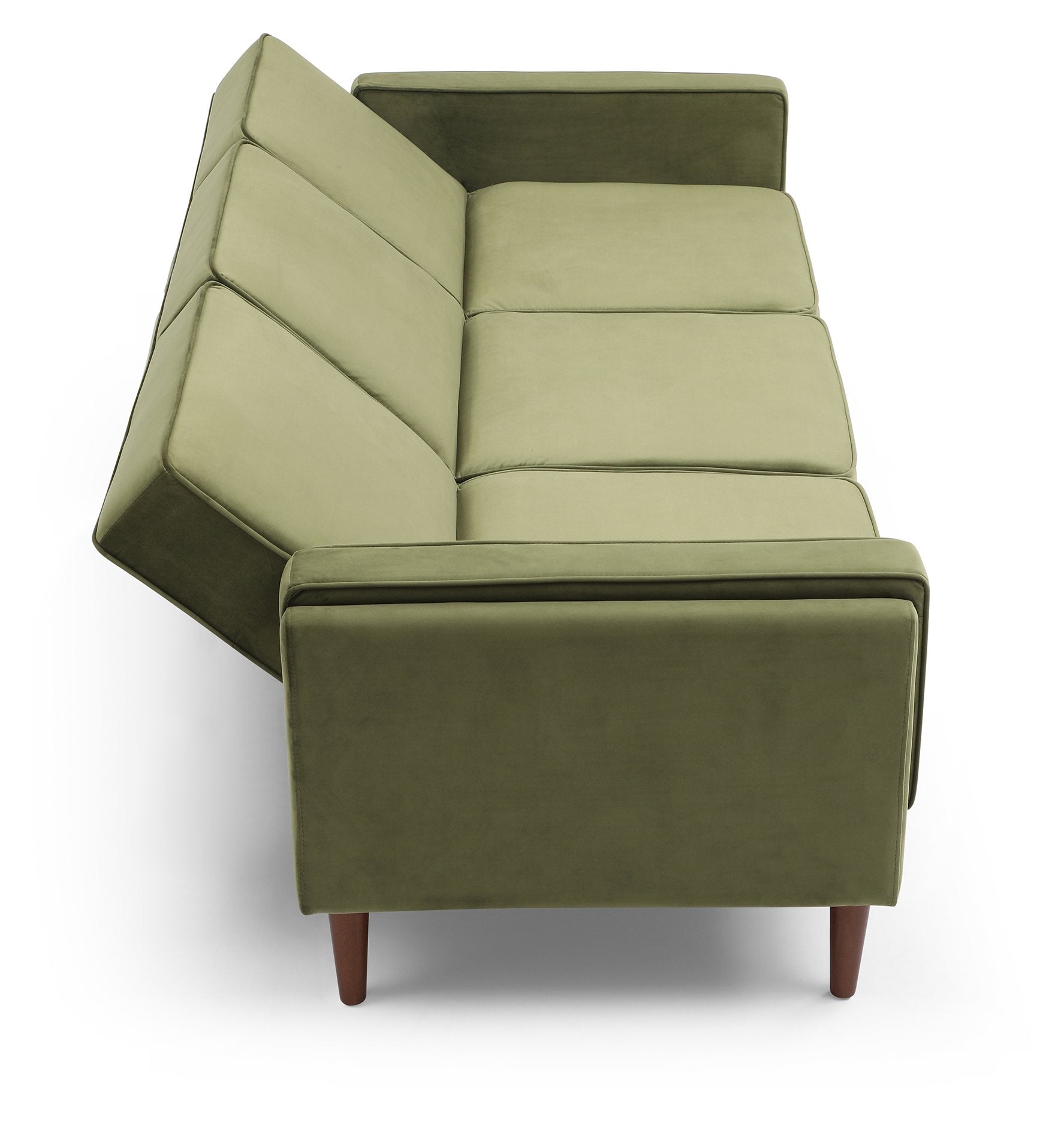 Shop the Paolo Sofa Bed in Olive Green Velvet, a versatile piece that transitions effortlessly from a comfortable sofa to a practical bed, perfect for guests or compact living spaces. Shop online today at www.nobleandnook.co.uk