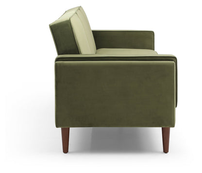Shop the Paolo Sofa Bed in Olive Green Velvet, a versatile piece that transitions effortlessly from a comfortable sofa to a practical bed, perfect for guests or compact living spaces. Shop online today at www.nobleandnook.co.uk