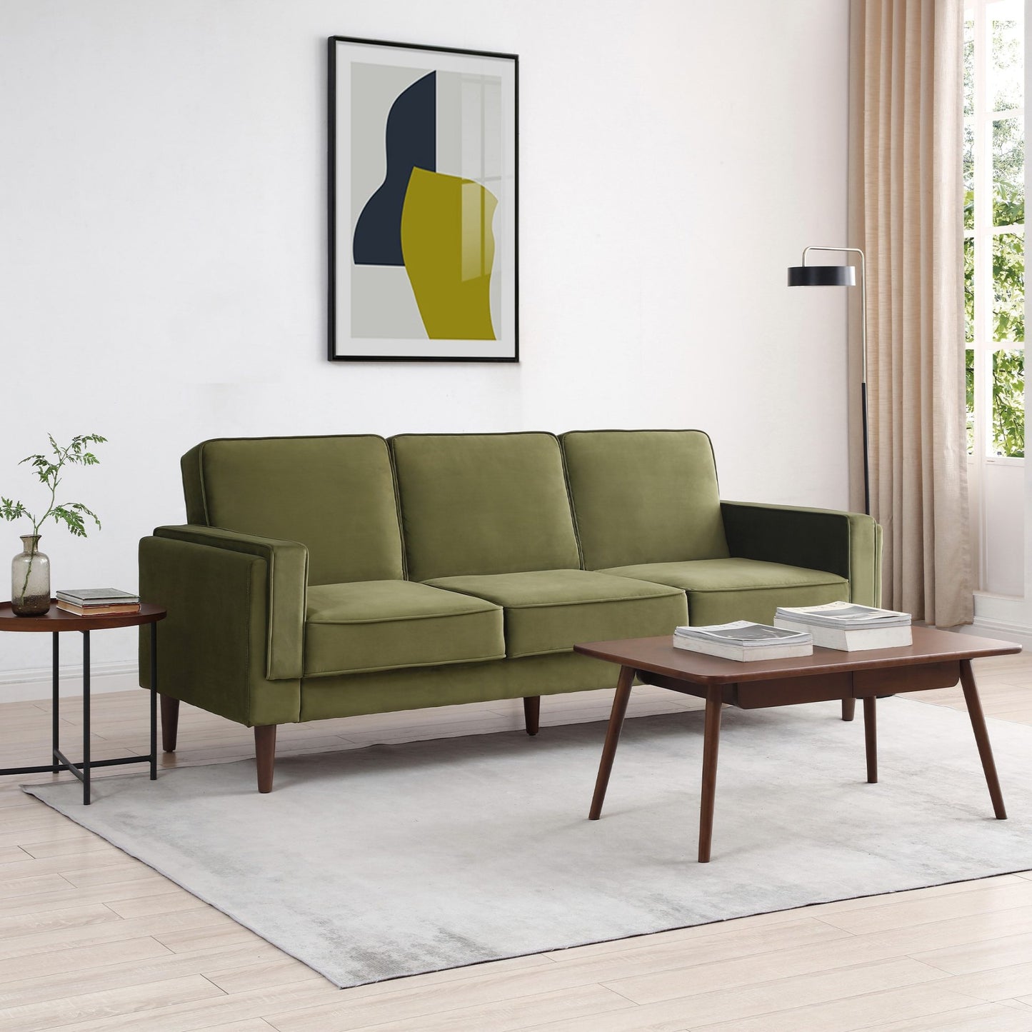 Shop the Paolo Sofa Bed in Olive Green Velvet, a versatile piece that transitions effortlessly from a comfortable sofa to a practical bed, perfect for guests or compact living spaces. Shop online today at www.nobleandnook.co.uk