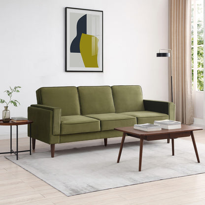 Shop the Paolo Sofa Bed in Olive Green Velvet, a versatile piece that transitions effortlessly from a comfortable sofa to a practical bed, perfect for guests or compact living spaces. Shop online today at www.nobleandnook.co.uk