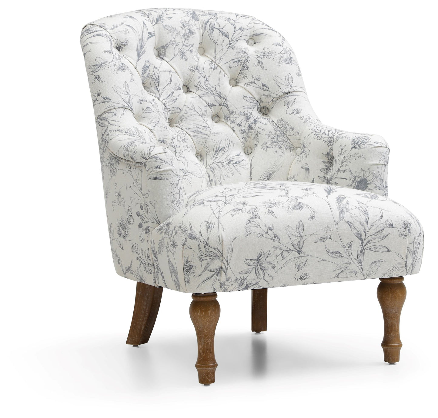 Bianca Button Back Armchair in Meadow Print Linen