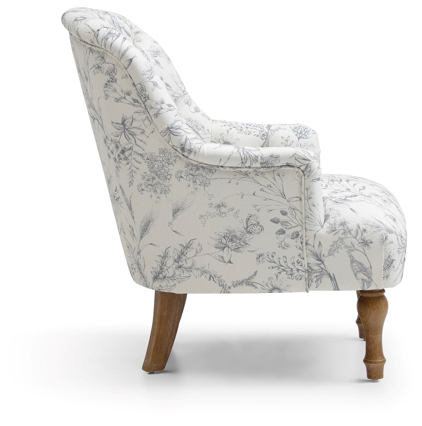 Bianca Button Back Armchair in Meadow Print Linen