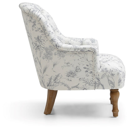 Bianca Button Back Armchair in Meadow Print Linen