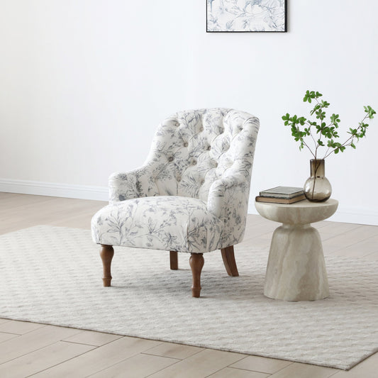 Bianca Button Back Armchair in Meadow Print Linen