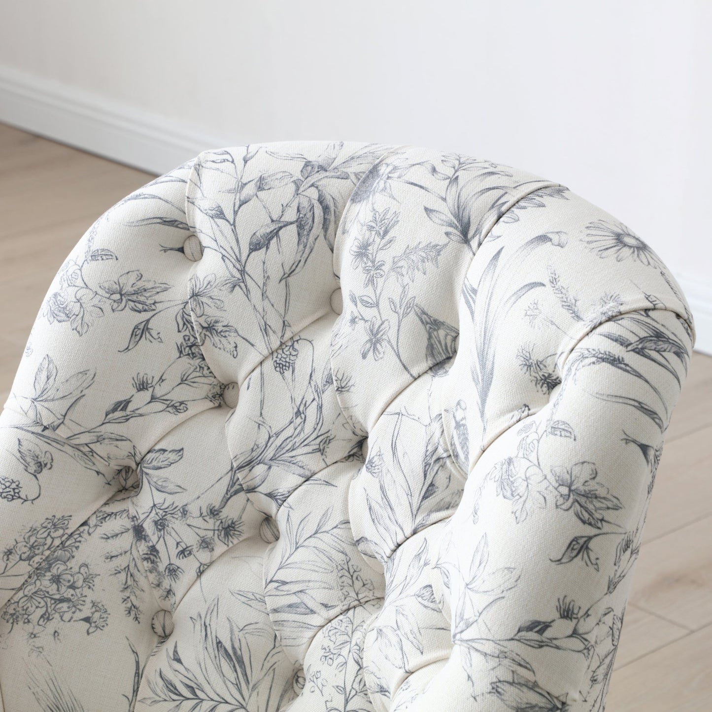 Bianca Button Back Armchair in Meadow Print Linen