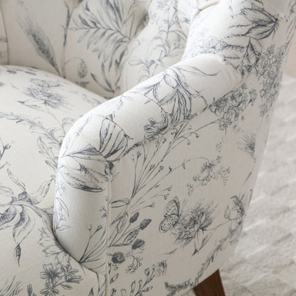 Bianca Button Back Armchair in Meadow Print Linen
