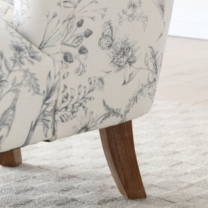 Bianca Button Back Armchair in Meadow Print Linen