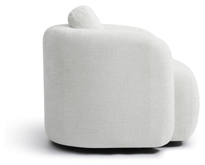Mitch Max Curve Swivel Accent Chair in Distressed Olive Chenille or Natural Soft Chenille