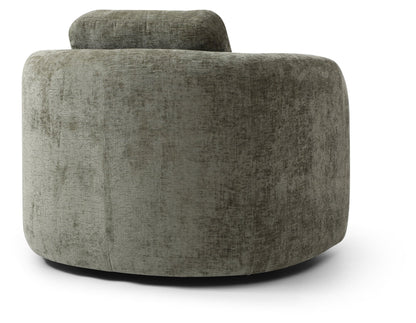 Mitch Max Curve Swivel Accent Chair in Distressed Olive Chenille or Natural Soft Chenille