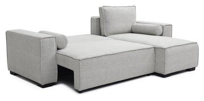 Shop the Harrison Corner Sofa Bed in a Natural Soft Boucle fabric, a versatile and stylish solution for modern homes. This corner sofa bed offers the perfect balance of comfort and practicality.Shop online today at www.nobleandnook.co.uk