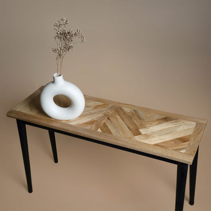 Parquet Console Table, arrives fully assembled and perfect for hallways, living rooms, or dining spaces. H75 x W120 x D40 cm. www.nobleandnook.co.uk