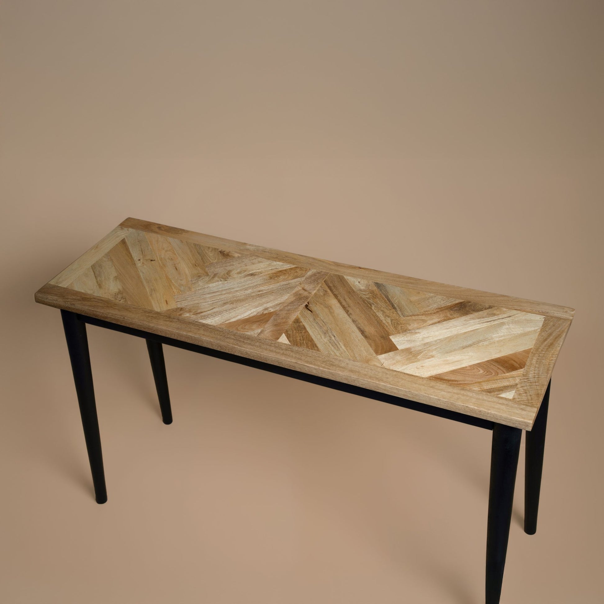 Parquet Console Table, arrives fully assembled and perfect for hallways, living rooms, or dining spaces. H75 x W120 x D40 cm. www.nobleandnook.co.uk