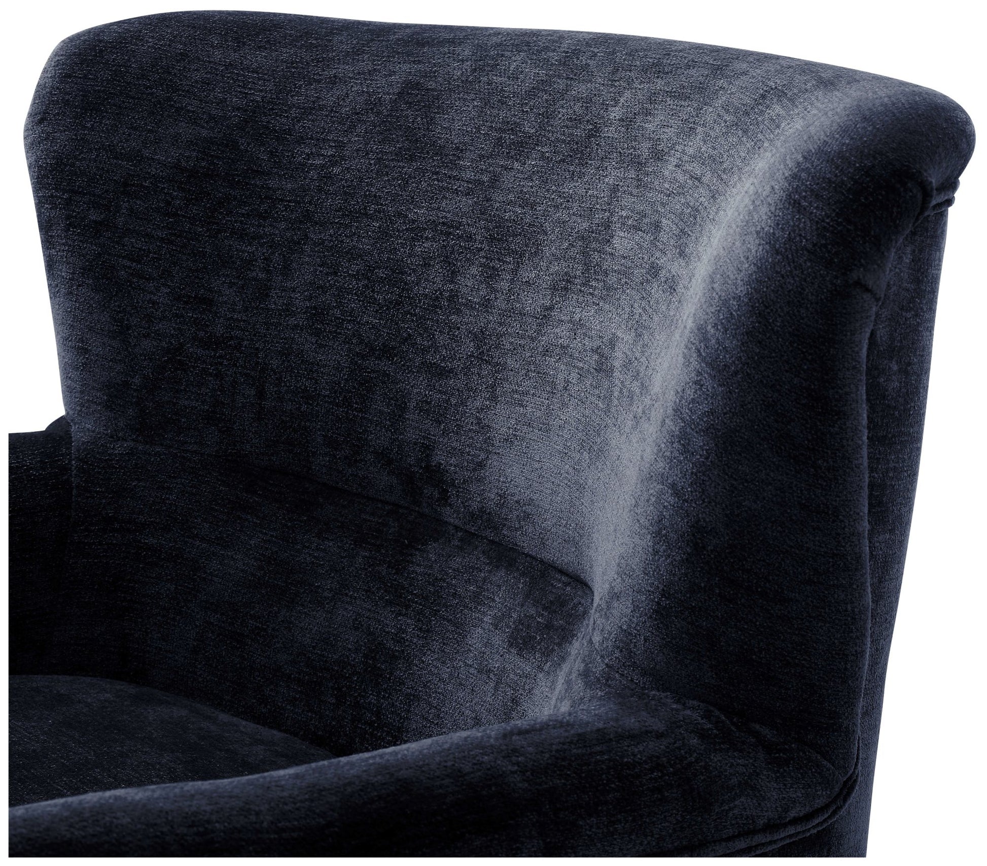Wingback Inspired Design with an elegant silhouette with gently curved arms for a timeless look. Premium Upholstery, finished in rich Navy Luxe Chenille for a soft, luxurious feel. www.nobleandnook.co.uk