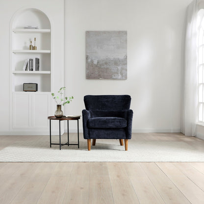 Wingback Inspired Design with an elegant silhouette with gently curved arms for a timeless look. Premium Upholstery, finished in rich Navy Luxe Chenille for a soft, luxurious feel. www.nobleandnook.co.uk