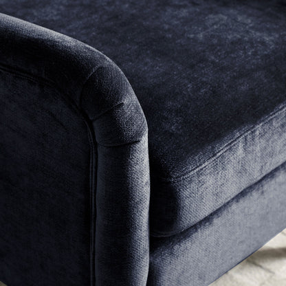 Wingback Inspired Design with an elegant silhouette with gently curved arms for a timeless look. Premium Upholstery, finished in rich Navy Luxe Chenille for a soft, luxurious feel. www.nobleandnook.co.uk
