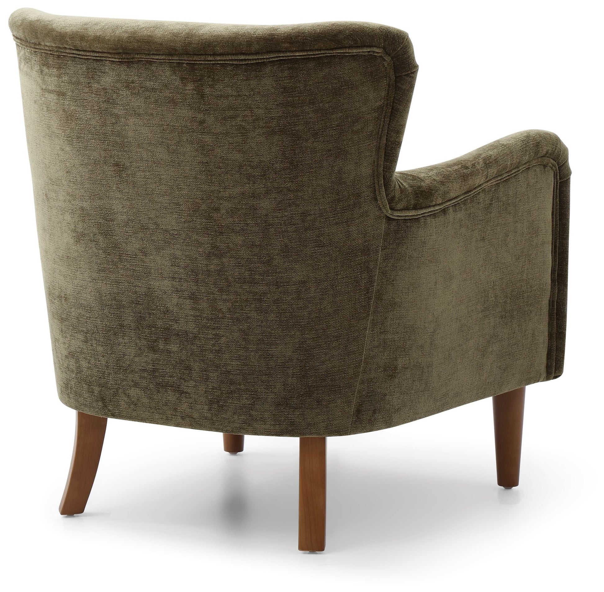 Wingback Inspired Design with an elegant silhouette with gently curved arms for a timeless look. Premium Upholstery, finished in rich Olive Luxe Chenille for a soft, luxurious feel. www.nobleandnook.co.uk