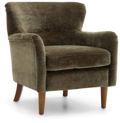 Wingback Inspired Design with an elegant silhouette with gently curved arms for a timeless look. Premium Upholstery, finished in rich Olive Luxe Chenille for a soft, luxurious feel. www.nobleandnook.co.uk