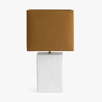 Small Rectangular Gesso Lamp with sculptural rectangular base. Perfect for smaller spaces, this lamp delivers ambient light while serving as a modern accent in any room. W31 x D31 x H55 cm Shop online now at www.nobleandnook.co.uk