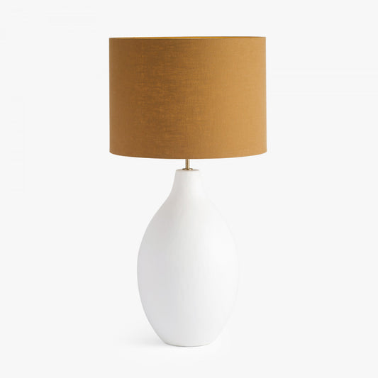 The Large Round Gesso Lamp - W46xD46xH88cm. A beautifully tactile gesso finish. Perfect for making a refined statement in living rooms, bedrooms, or hallways. Available at www.nobleandnook.co.uk