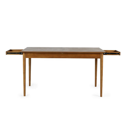 Bring timeless charm and functionality to your dining space with the Lowry Extending Dining Table with 2 Drawers in luxurious cherry ash wood and veneer. H78xD90xW180 cm Shop online today at www.nobleandnook.co.uk