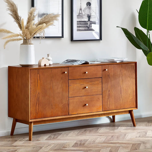Shop the Lowry Large Sideboard, a beautifully designed storage solution, combining form and function with a retro flair in cherry ash wood veneer. Shop online today at www.nobleandnook.co.uk