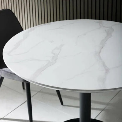 Luca 100cm White Marble Effect Round 4 Seater Dining Table