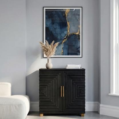 Black Wood Cabinet with Gold accents