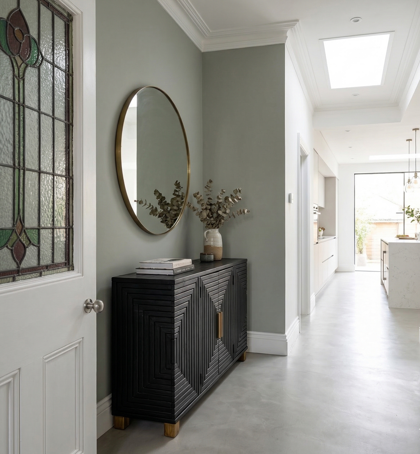 Black Wooden Sideboard with Gold Accents
