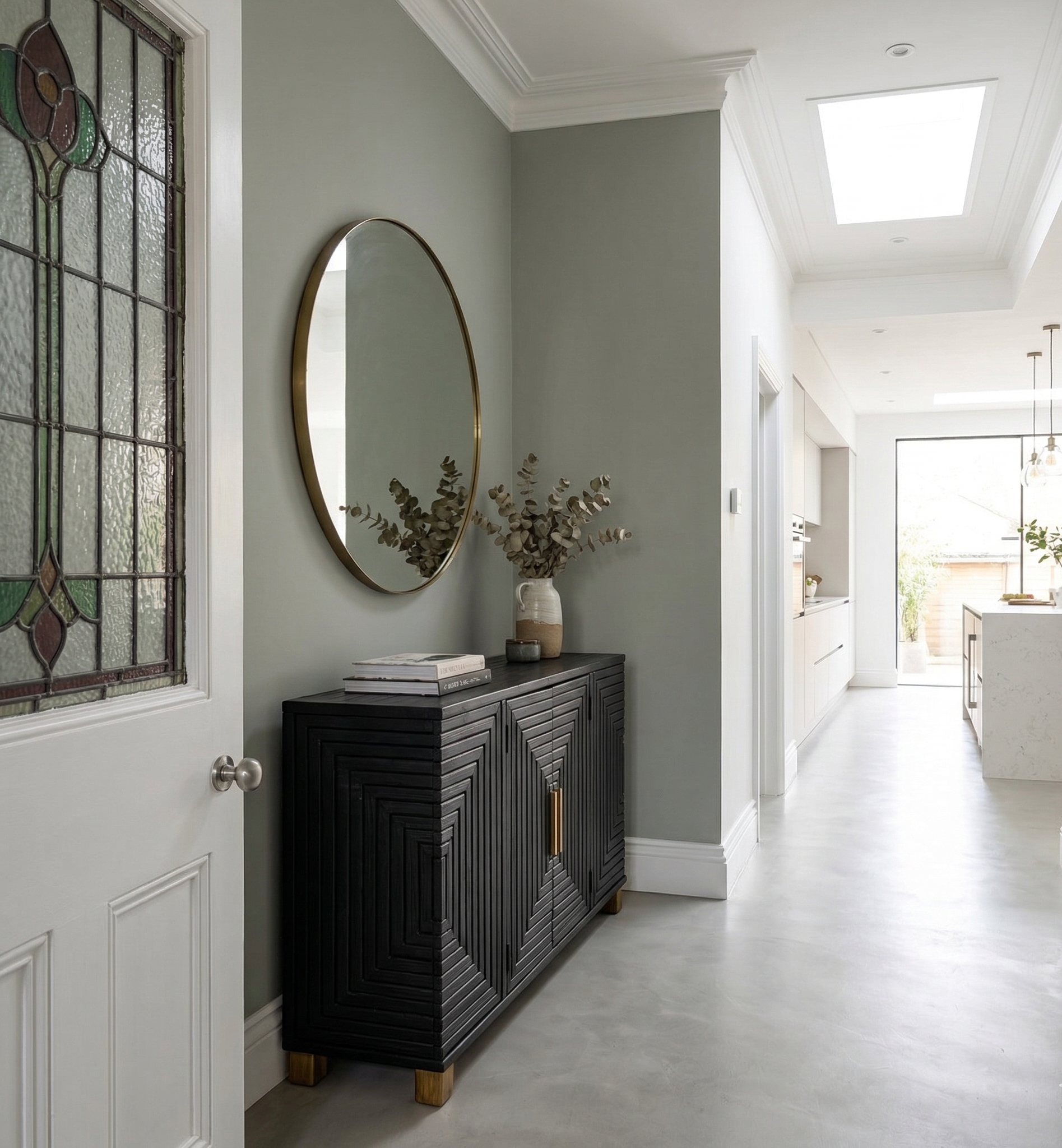 Black Wooden Sideboard with Gold Accents