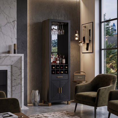 Modern living room with marble fireplace, armchairs, and a large window.