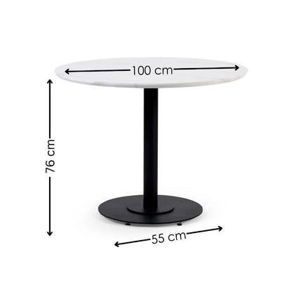 Luca 100cm White Marble Effect Round 4 Seater Dining Table