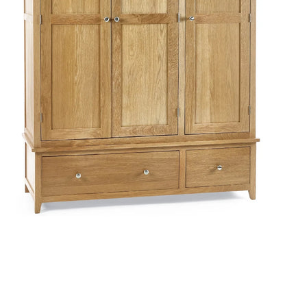 Mallory Oak 3 Door Wardrobe with Drawers