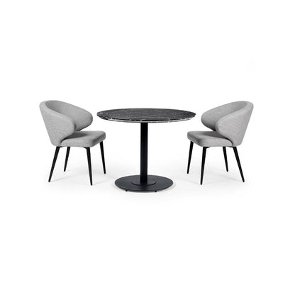 Upholstered in soft, light grey linen-effect fabric with ergonomic curved backrest and padded seat to ensure superior comfort, making them perfect for daily meals or hosting guests. www.nobleandnook.co.uk