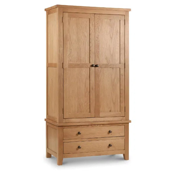 Marlborough Double Wardrobe with Two Drawers in Solid White Oak
