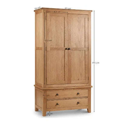 Marlborough Double Wardrobe with Two Drawers in Solid White Oak